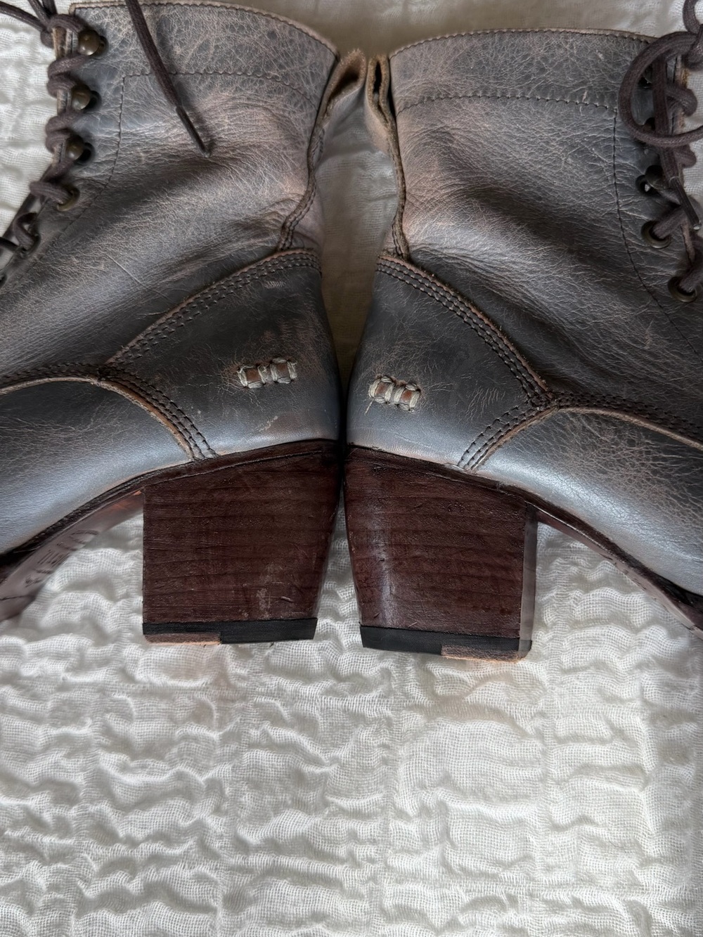 Bed Stu Judgement Lace Up Heeled Boots Grey Size 6.5 - Picture 13 of 13